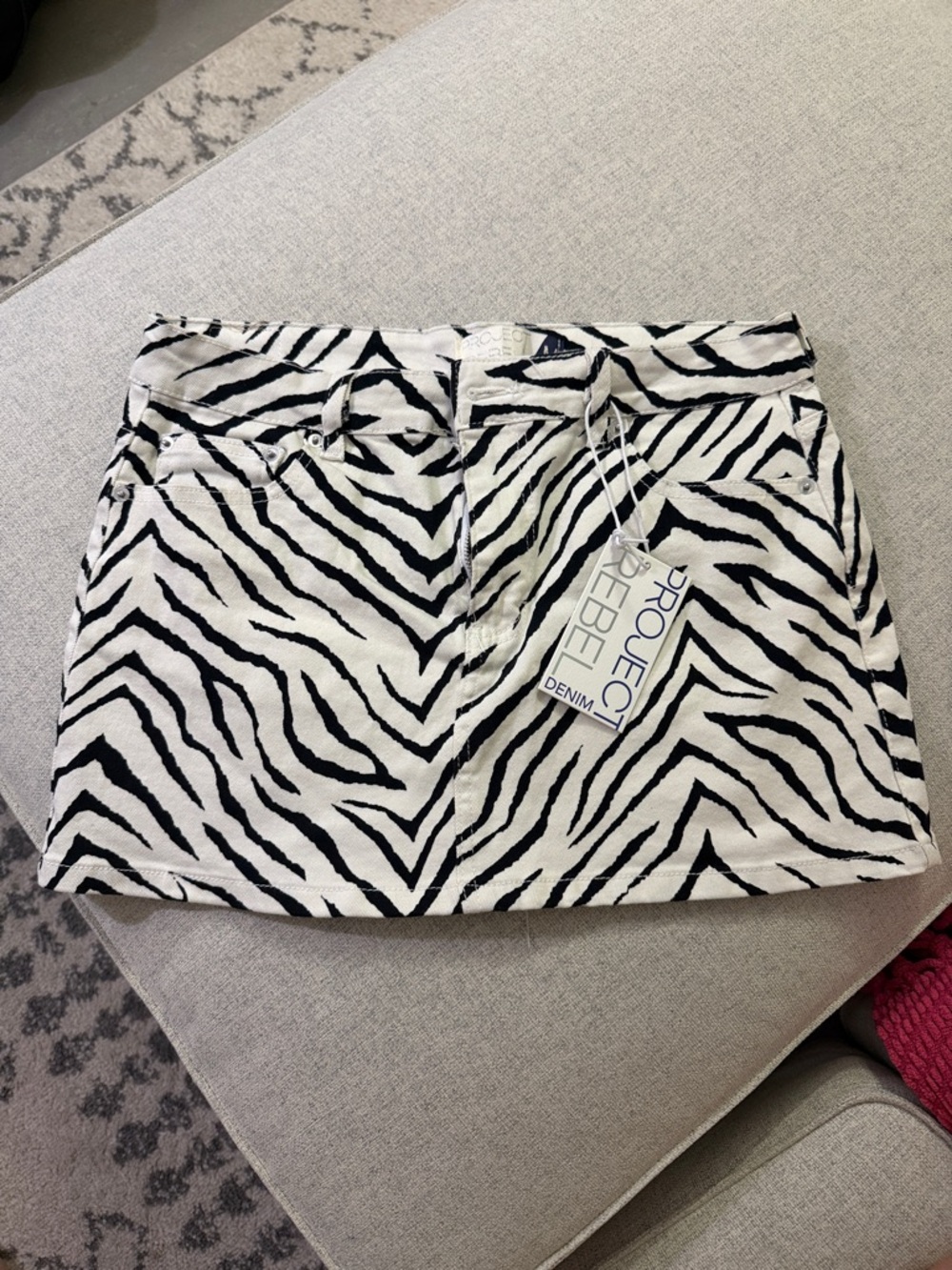NWT Zebra Print Denim Mini Skirt